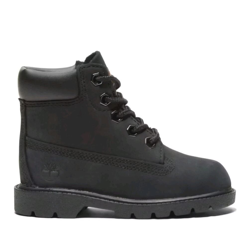 Timberland Toddler Kid Black Leather 7.5 Premium Lace-Up 6 Inch Waterproof Boots